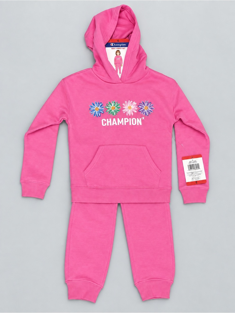 Champion Girls Floral Hoodie and Jogger Set Pink Size 6 NWT